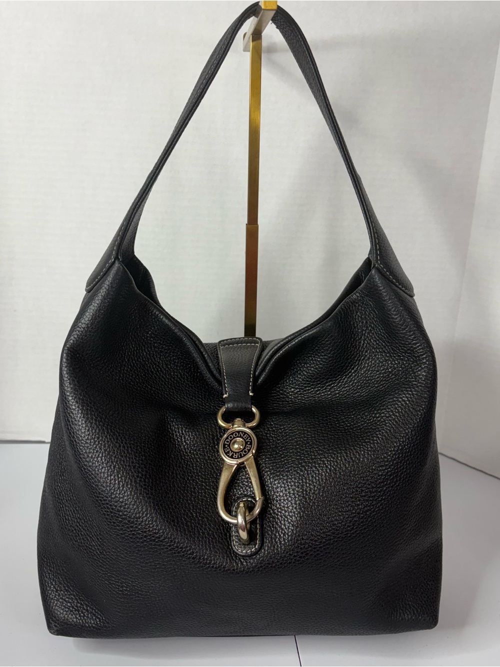 Dooney & Bourke Black Leather Shoulder Hobo Bag with Silver Hardware EUC